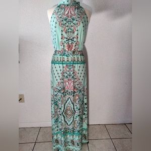 Women Maxi stretch green dress sleeveless colorful dress size small